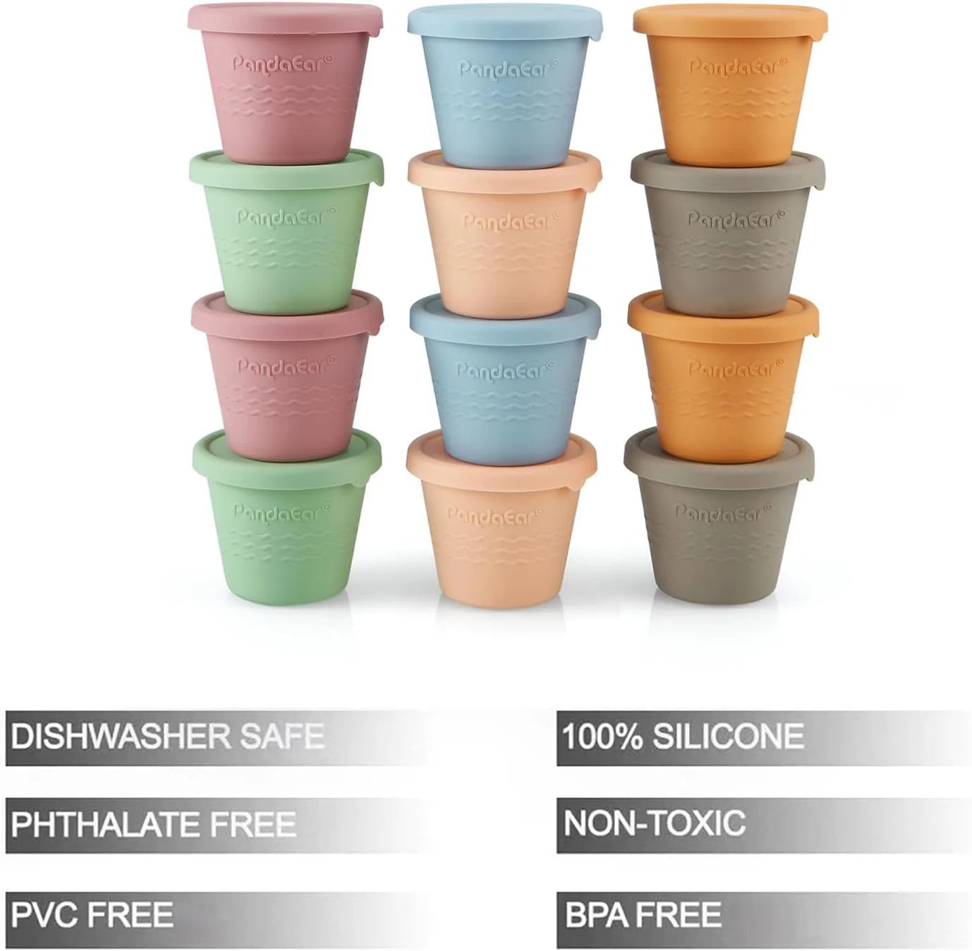 Multicolor Silicone Reusable Baby Food Small Snack Containers (12 Count)