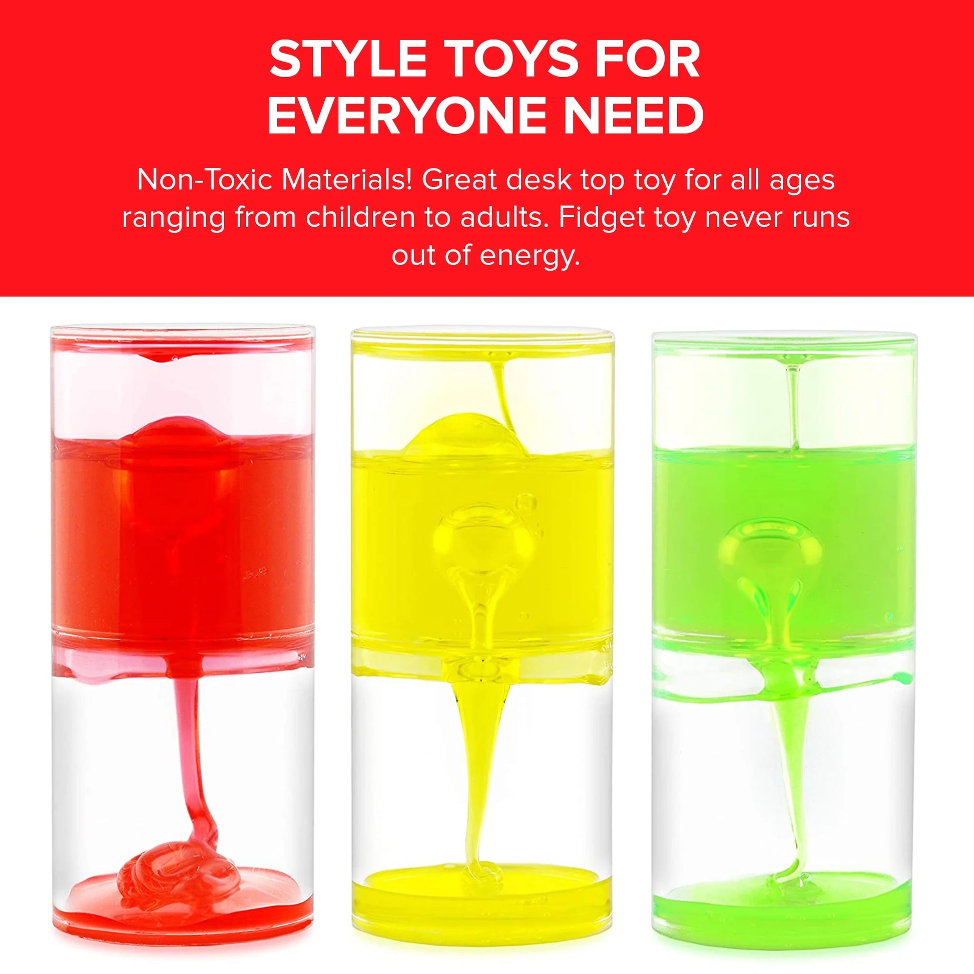 Ooze Tube for Kids Liquid Timer Sensory Toy Stress Relief Children Toys Pack of 3