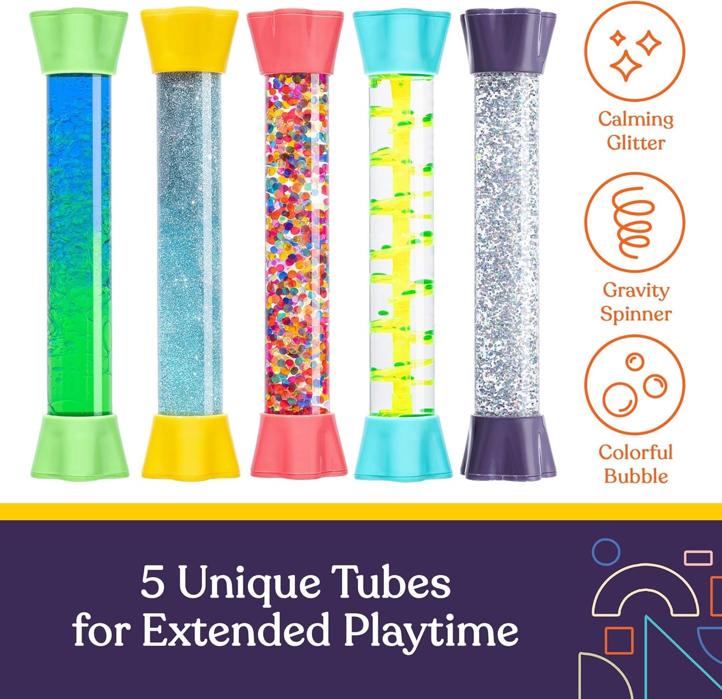 Liquid Motion Bubbler Toy Cool Tubes 5-Pack Colorful Hourglass Timer with Droplet Movement