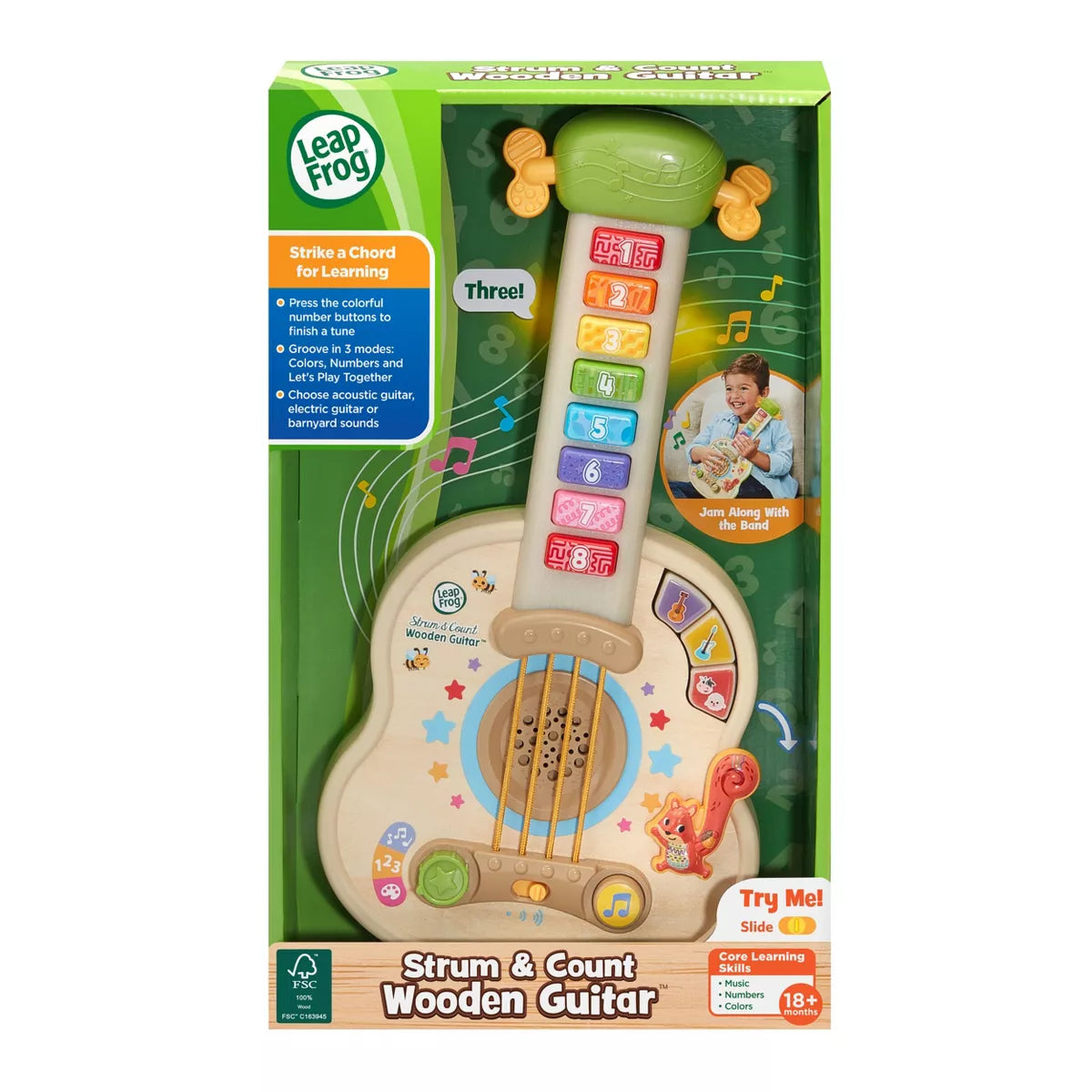 Leapfrog Strum & Count Wooden Guitar
