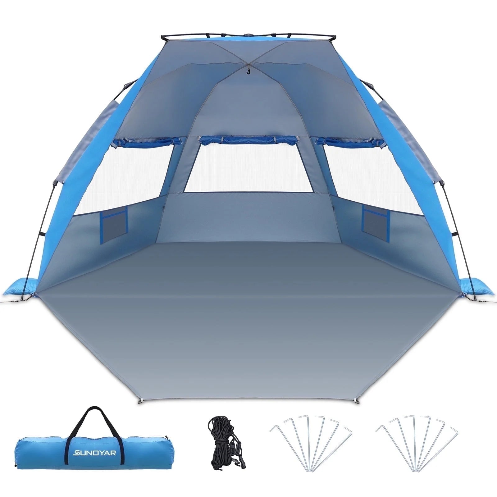 Beach Tent for 4-6 Person, UPF 50+ UV Protection Pop up Beach Tent Sun Shelter, Lightweight Waterproof Sunshade