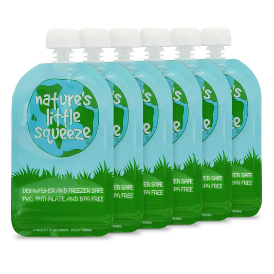 Double Zipper Reusable Food Pouch - 6 Pack - 5 Fl Oz