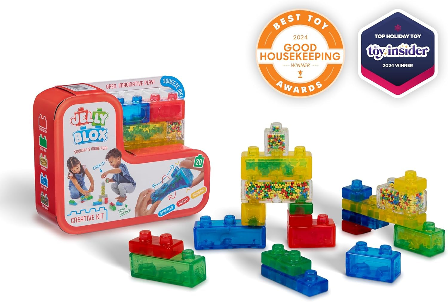 Jelly Blox Creative Kit,  Includes 20 Blocks,  Squeeze, Stretch and Squish