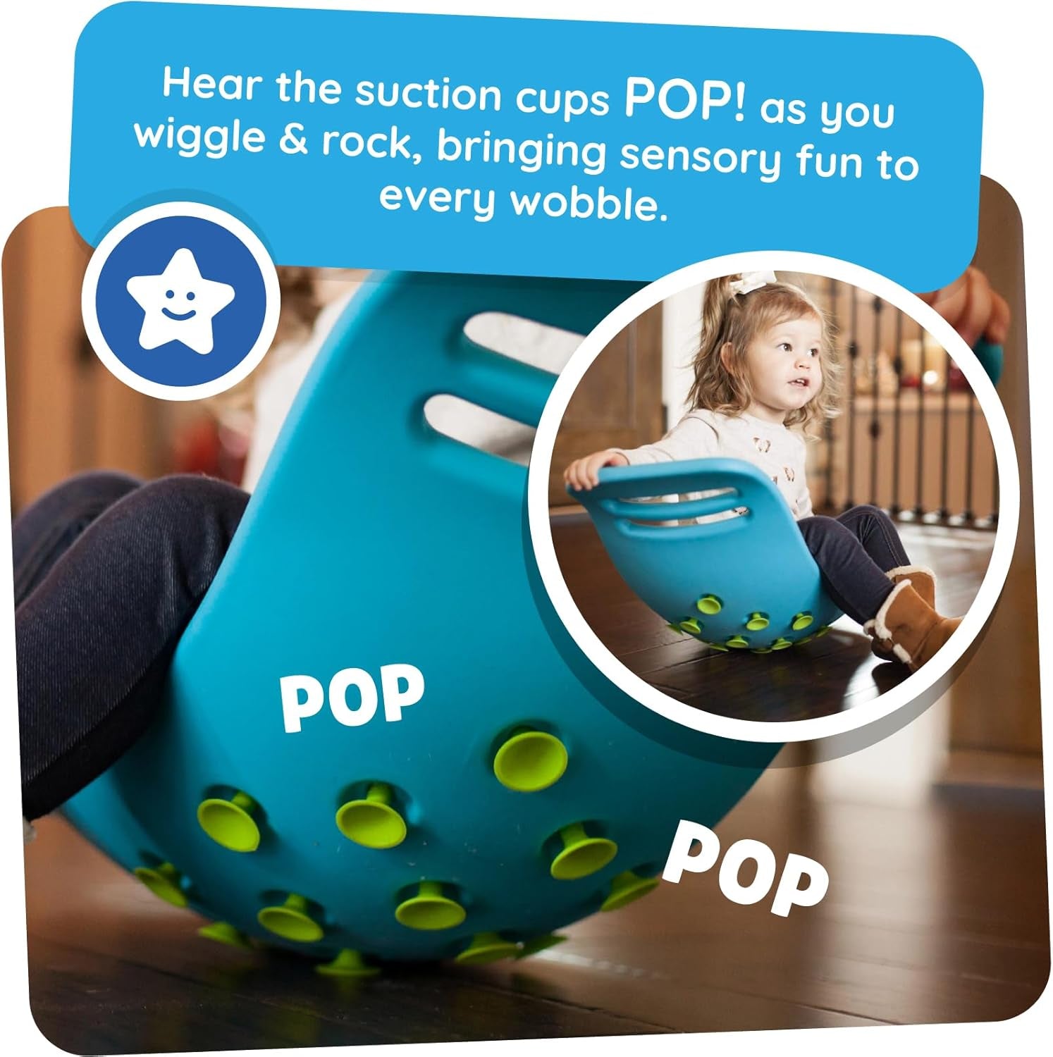 Teeter Popper, Indoor Toddler Sensory Toys for Ages 3 and Up, Blue