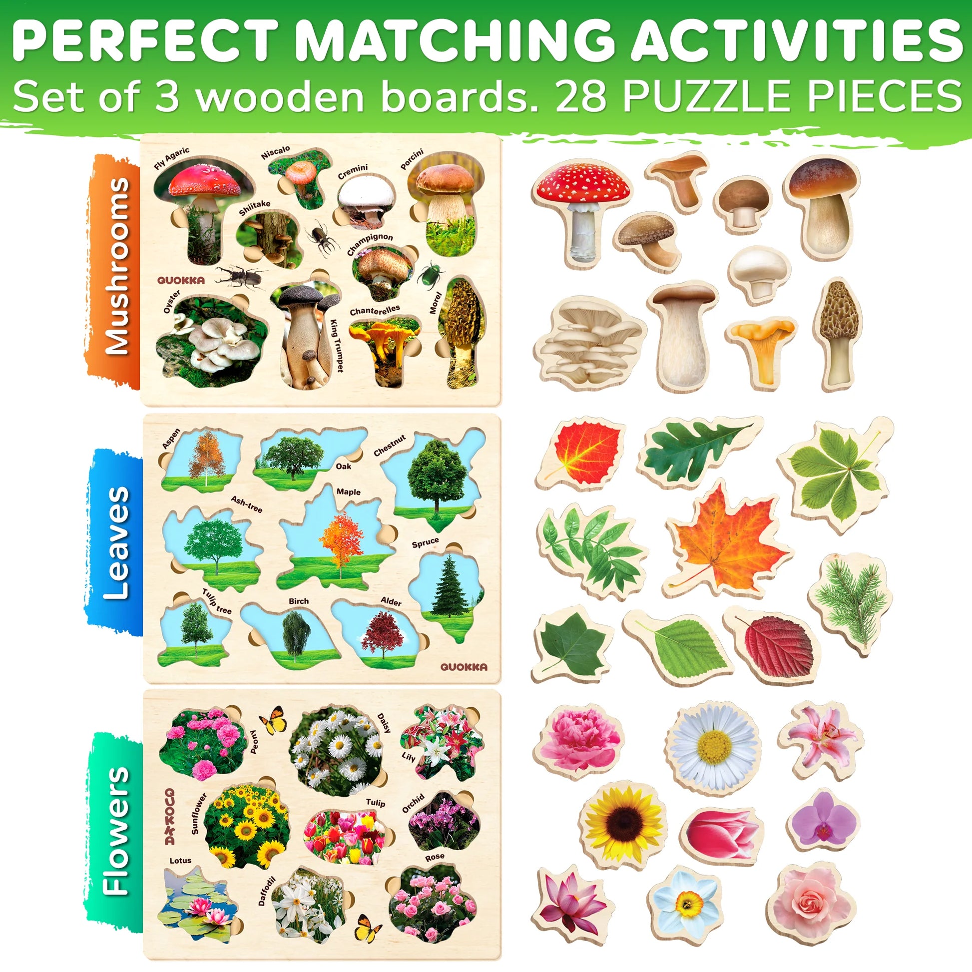 Wooden Puzzles for Toddlers 2-4 by  – 3X Set Montessori Toys Puzzles for Kids Ages 3-5