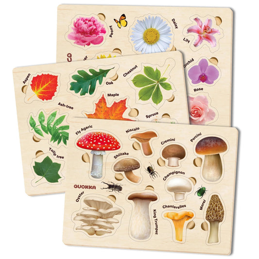 Wooden Puzzles for Toddlers 2-4 by  – 3X Set Montessori Toys Puzzles for Kids Ages 3-5