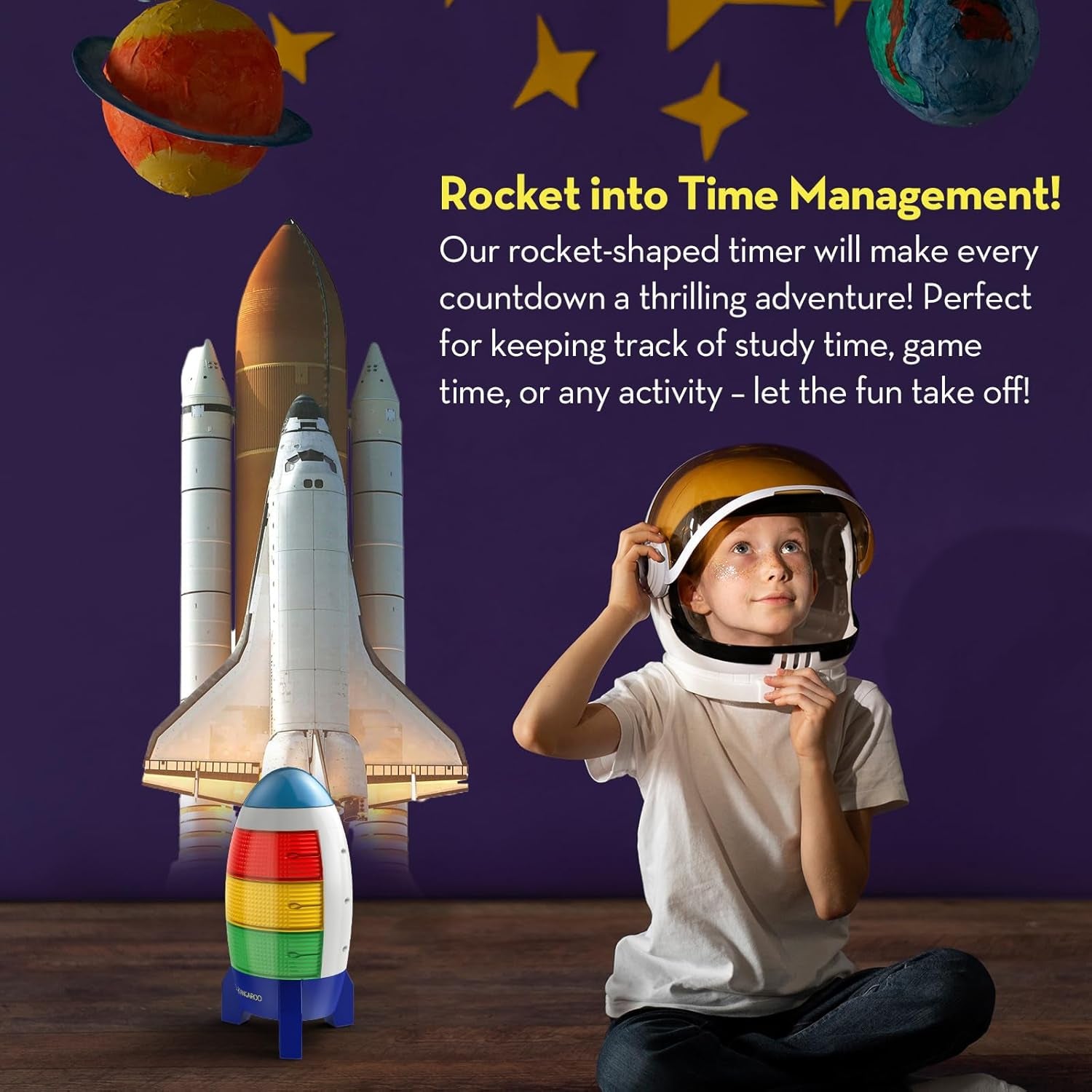 Countdown Timer! Blast off Visual Timer for Kids with Audio Rocket
