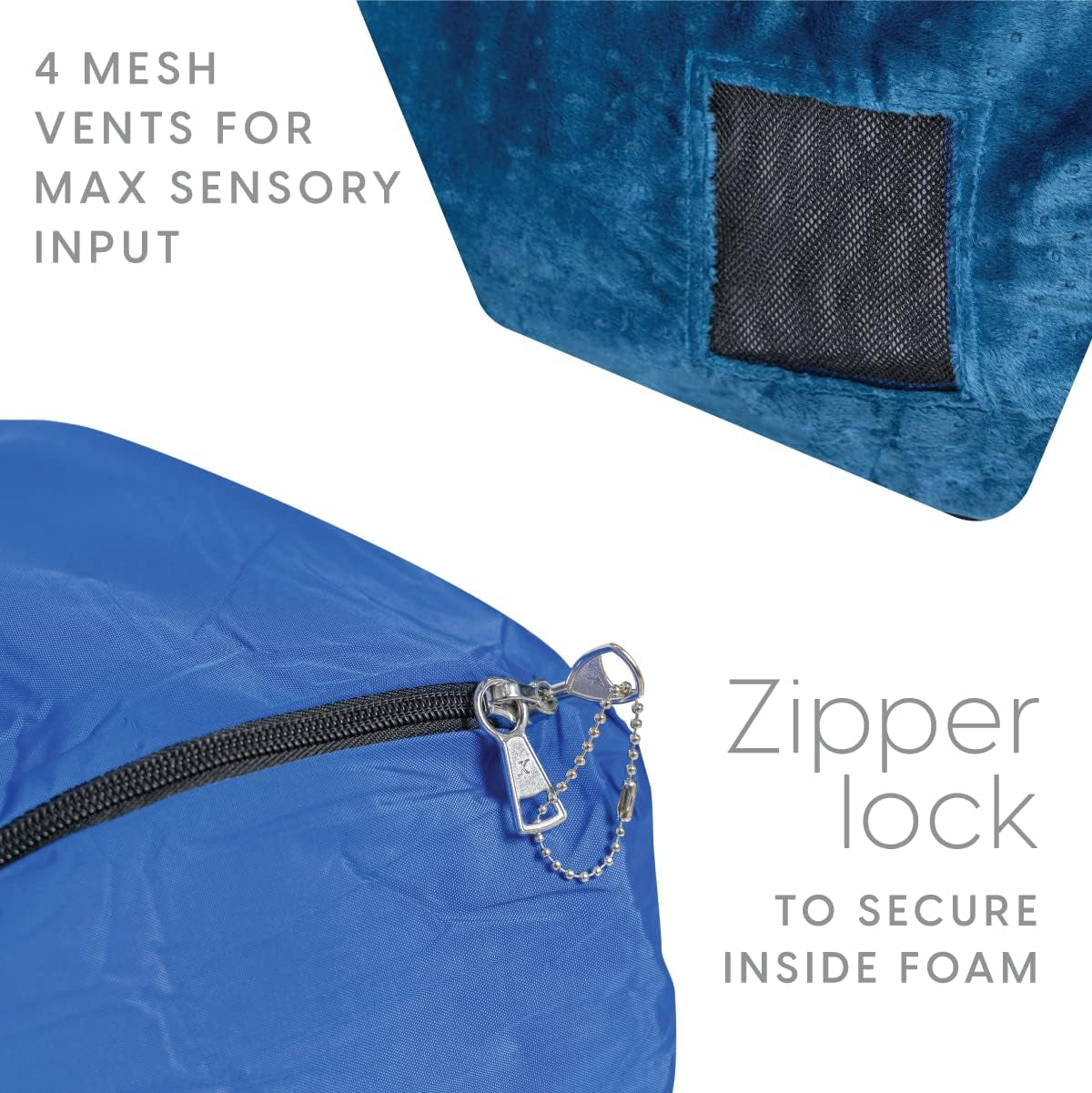 Crash Pad Sensory Pad with Foam Blocks for Kids and Adults with Washable Cover (5 Feet X 5 Feet) (Blue)