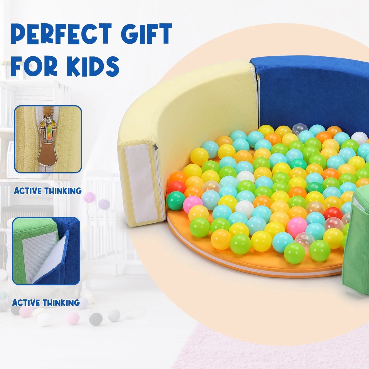 Foam Ball Pit for Toddlers Kids Play Tent for 1-6 Years Baby Indoor Outdoor Toys(Balls Not Included)