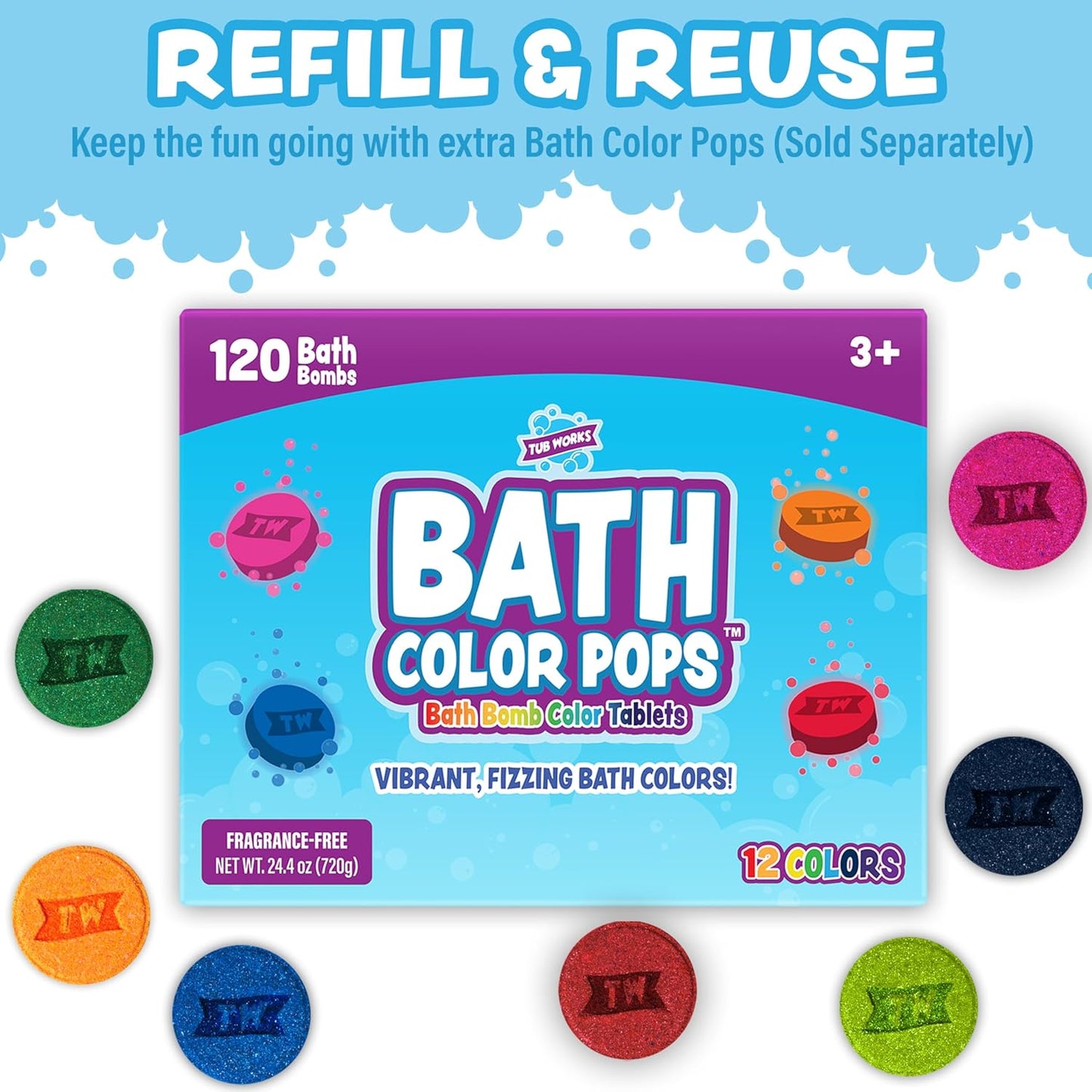 ® Bath Color Brush™ Kids Bath Bomb Set, Nontoxic & Fragrance-Free