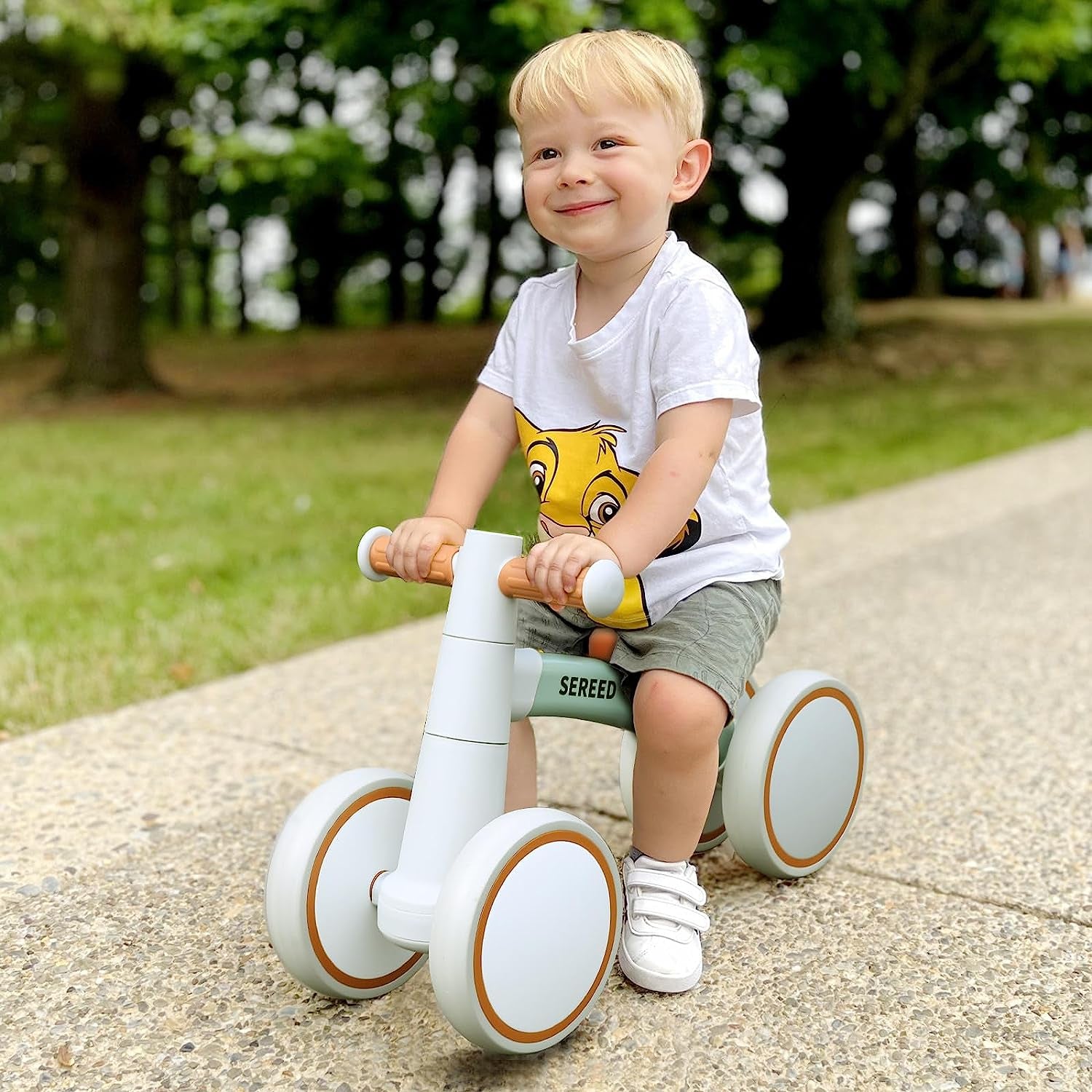 Toddler Balance Bike for 12-24 Months, 4 Wheels First Bike