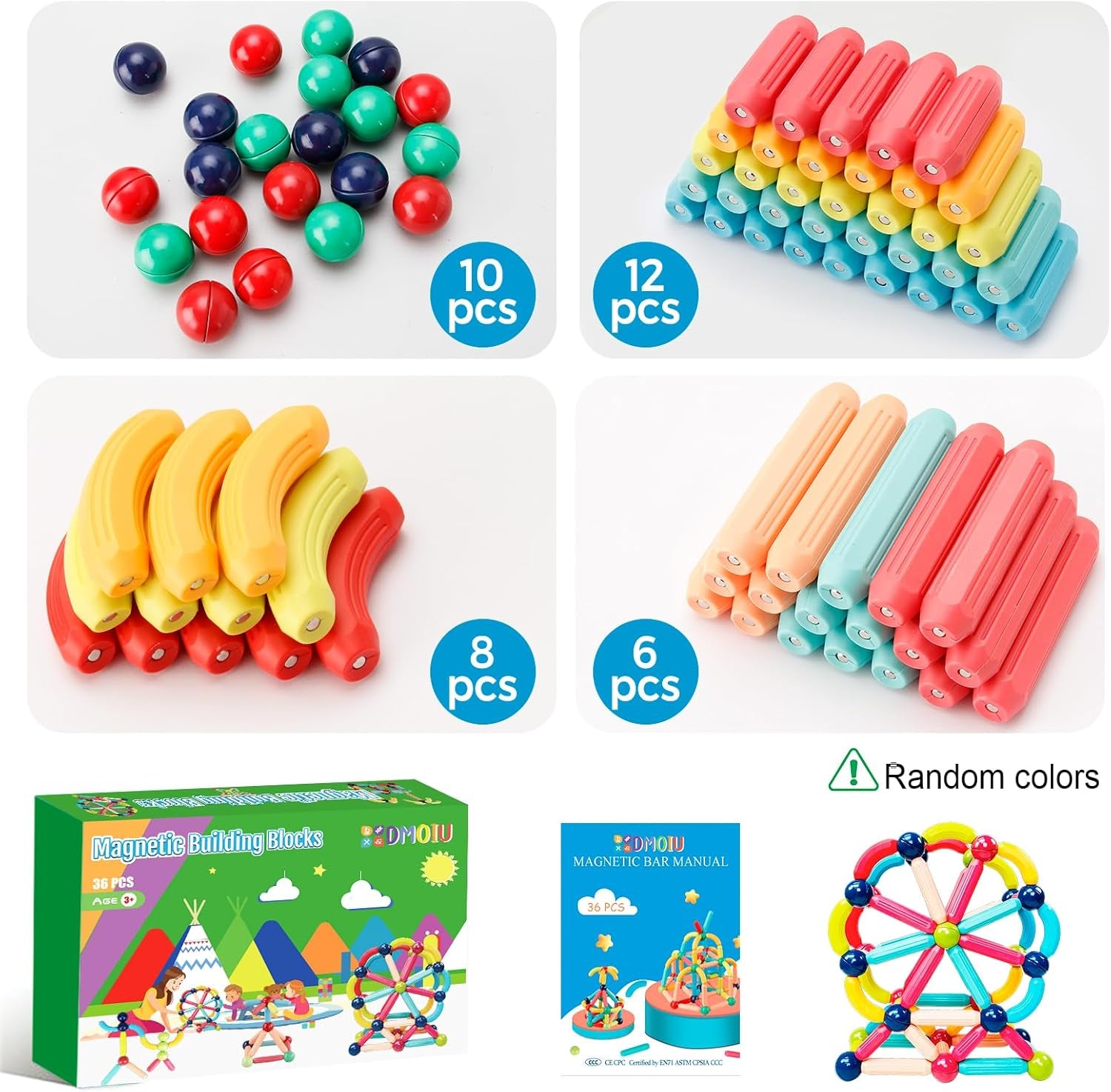 Magnetic Building Blocks STEM Educational Montessori Learning Sticks and Balls
