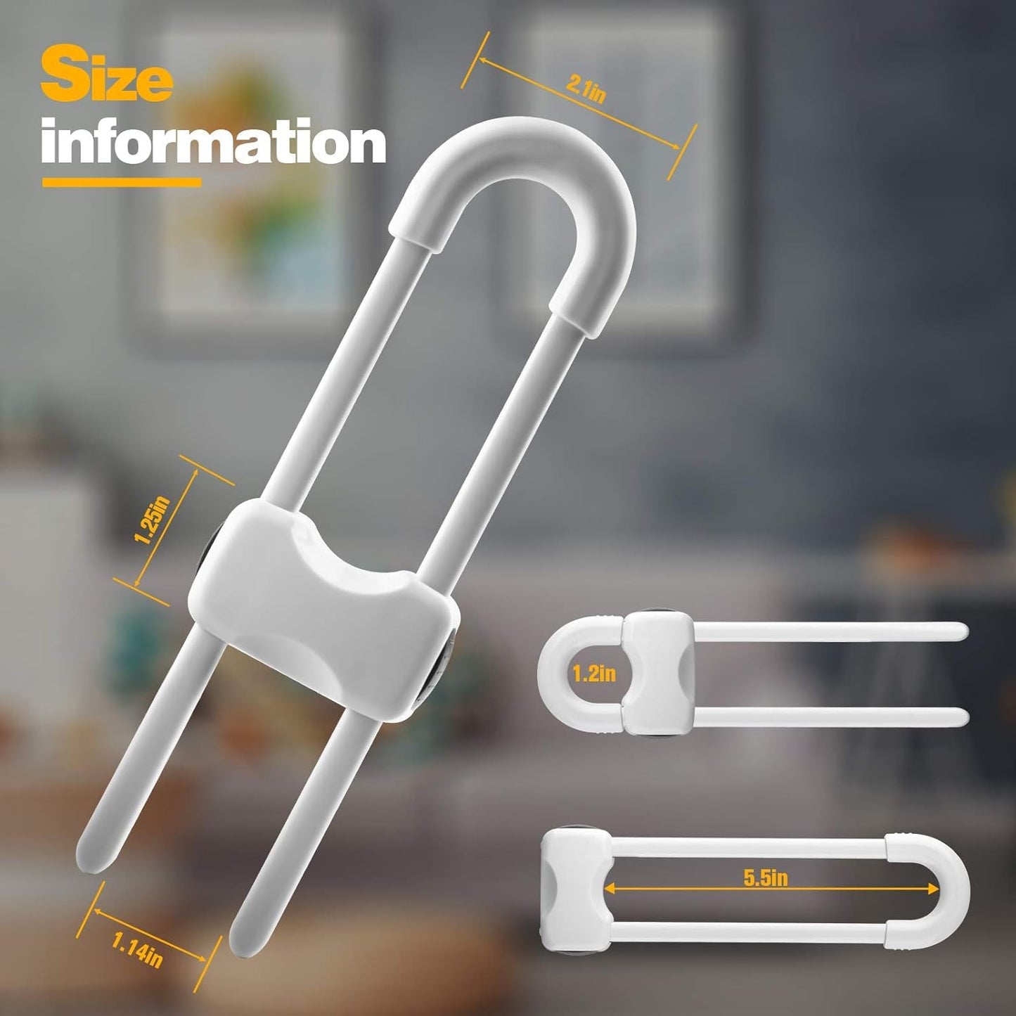 6PCS Cabinet Locks for Babies, Adjustable U-Shaped Child Safety Locks, Multifunctional Cabinet Handle Lock for Drawers for Cabinets, Drawer, Gate, Furniture Doors, Closet with Secure Lock Buttons