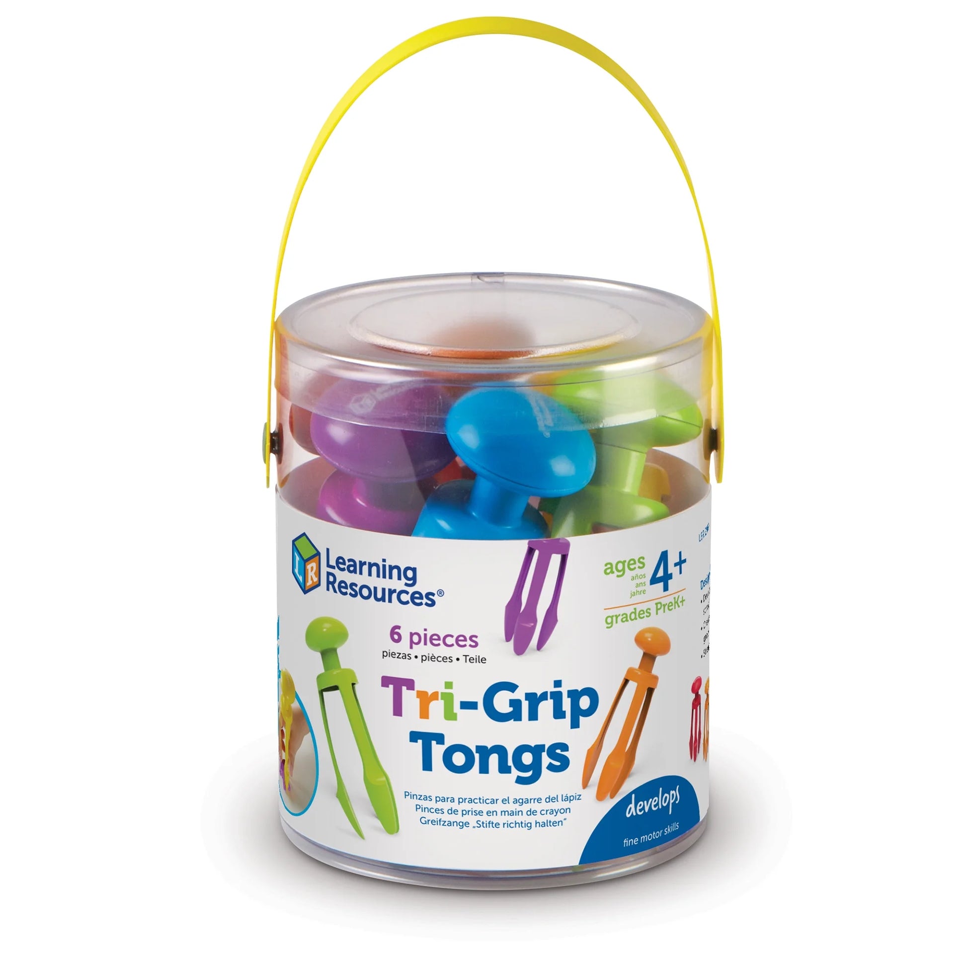 3 Prong Tong, Pencil Grip Tongs, Sensory Bin, Fine Motor Toy, Set of 6, Ages 4+
