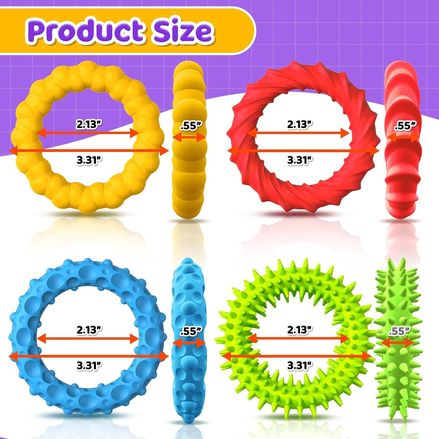 4 Pack Sensory Fidget Stretchy Bracelet | Texture & Calming Sensory Toys