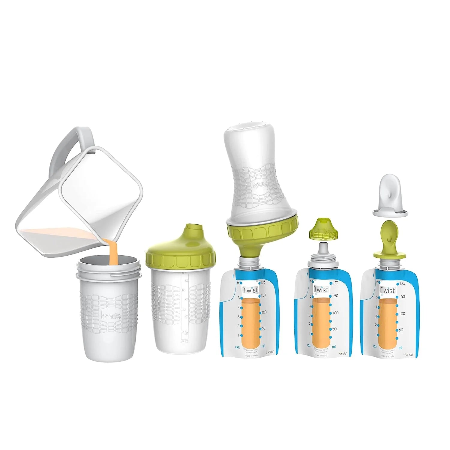 Foodii Baby Food Maker System for Homemade Squeeze Pouches with Reusable Spouts, Spoons, Food Storage Pouch Starter Kit for Babies and Toddlers