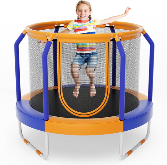 48" Trampoline for Kids, Toddler Trampoline with Safety Enclosure Net, Max Load 265 Lbs, Outdoor Mini Trampoline with Net for Kids, Indoor Small Trampoline Gifts for Boys Girls Aged 3-6