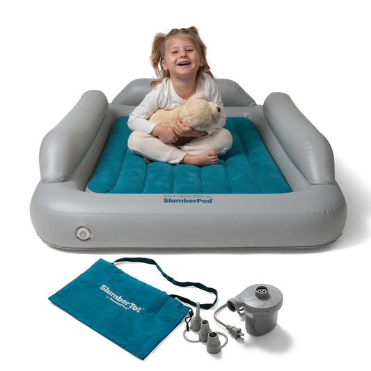 Slumbertot Inflatable Toddler Travel Mattress with Electric Air Pump
