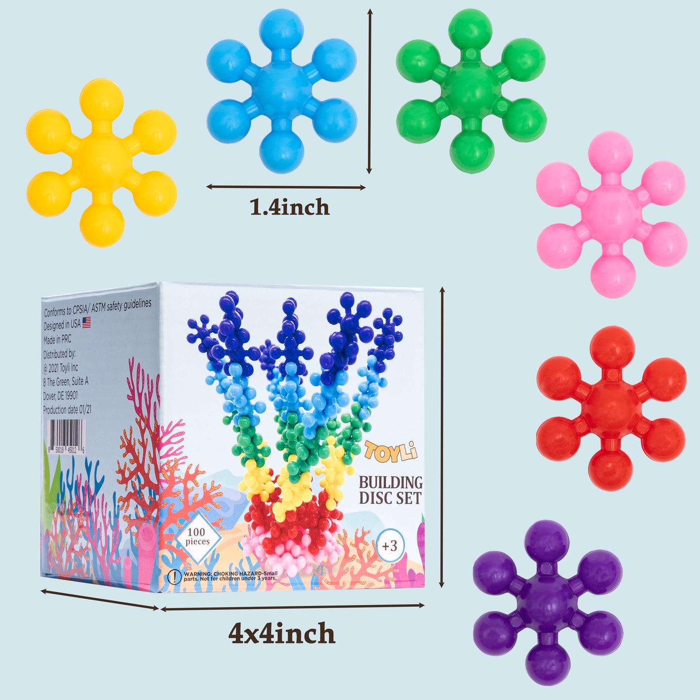 Kid'S Interlocking Building Disc Set, 100 Piece