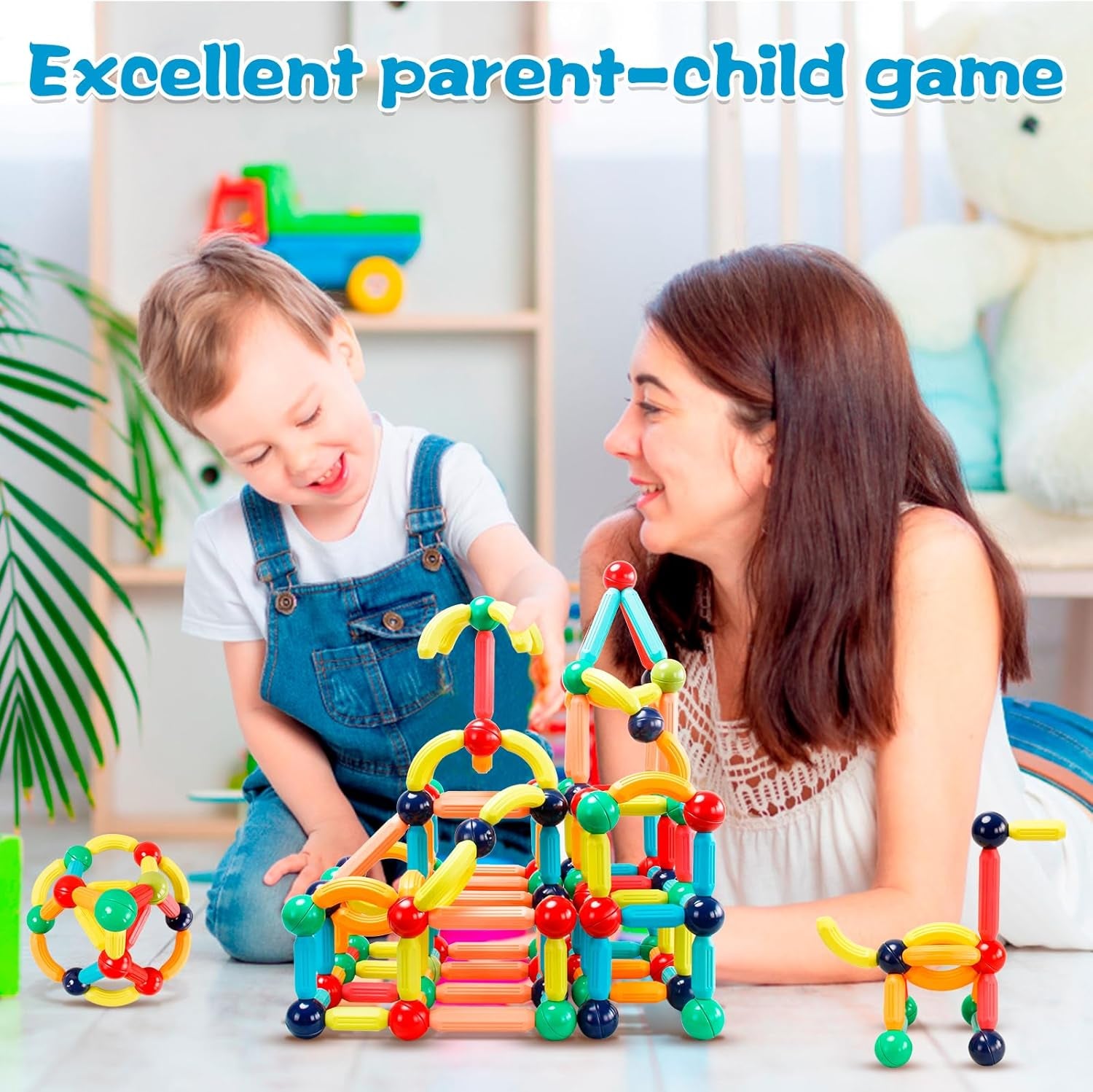 Magnetic Building Blocks STEM Educational Montessori Learning Sticks and Balls