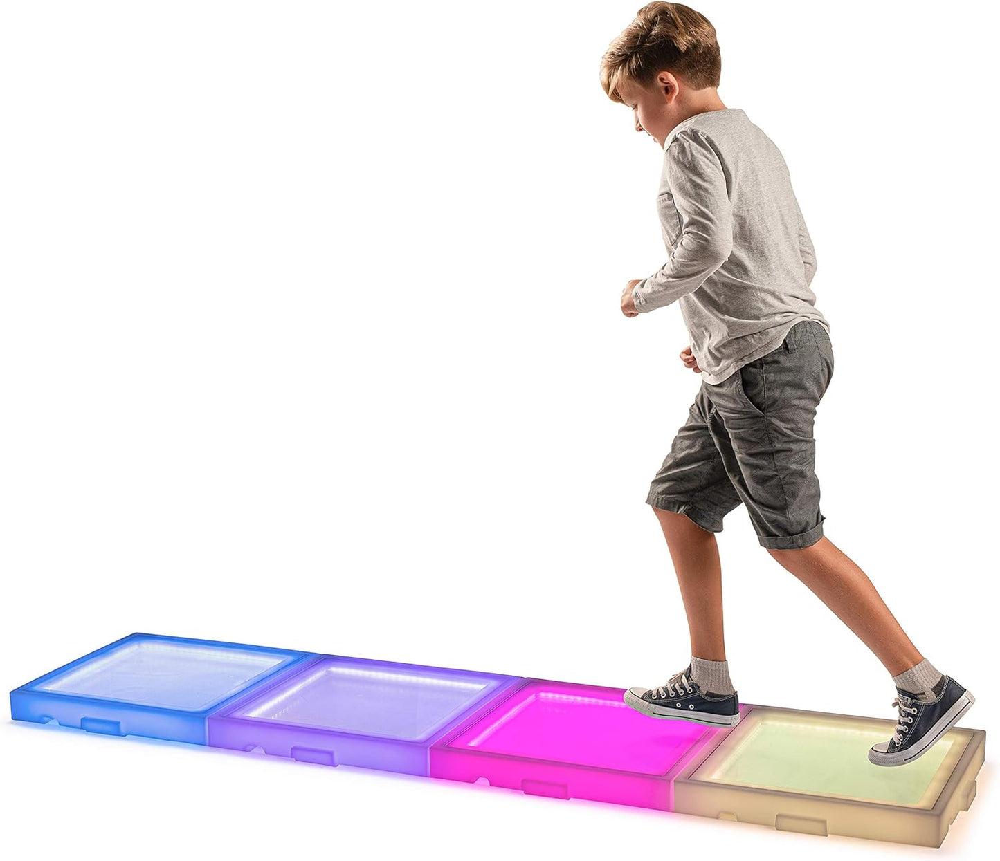 Sensory Interactive LED Light up Floor Tile - Touch Sensitive Color Changing- with Remote Control - 1 Tile - 14.5 Inch