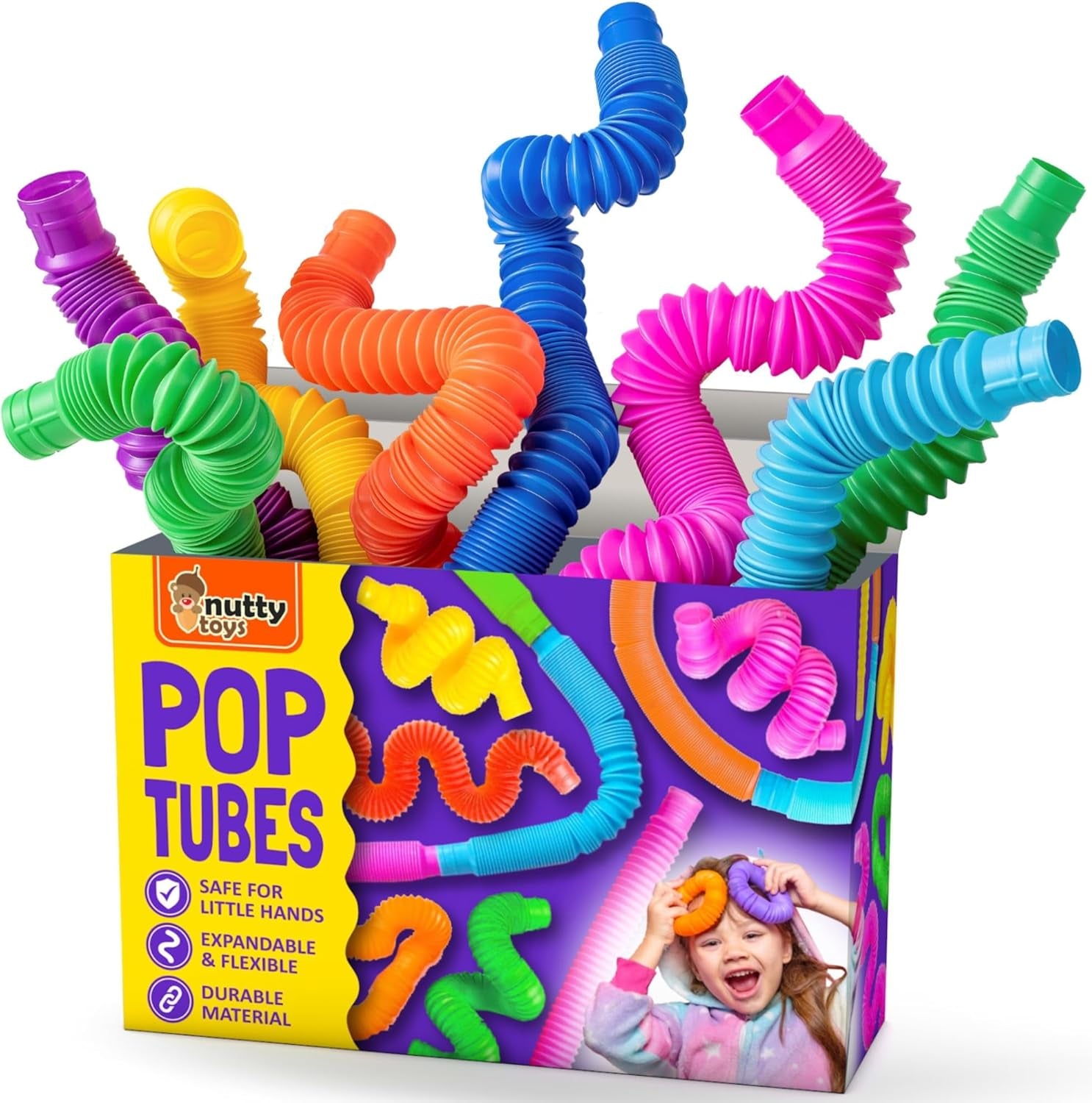 Pop Tubes Sensory Toys, 8 Pack Large