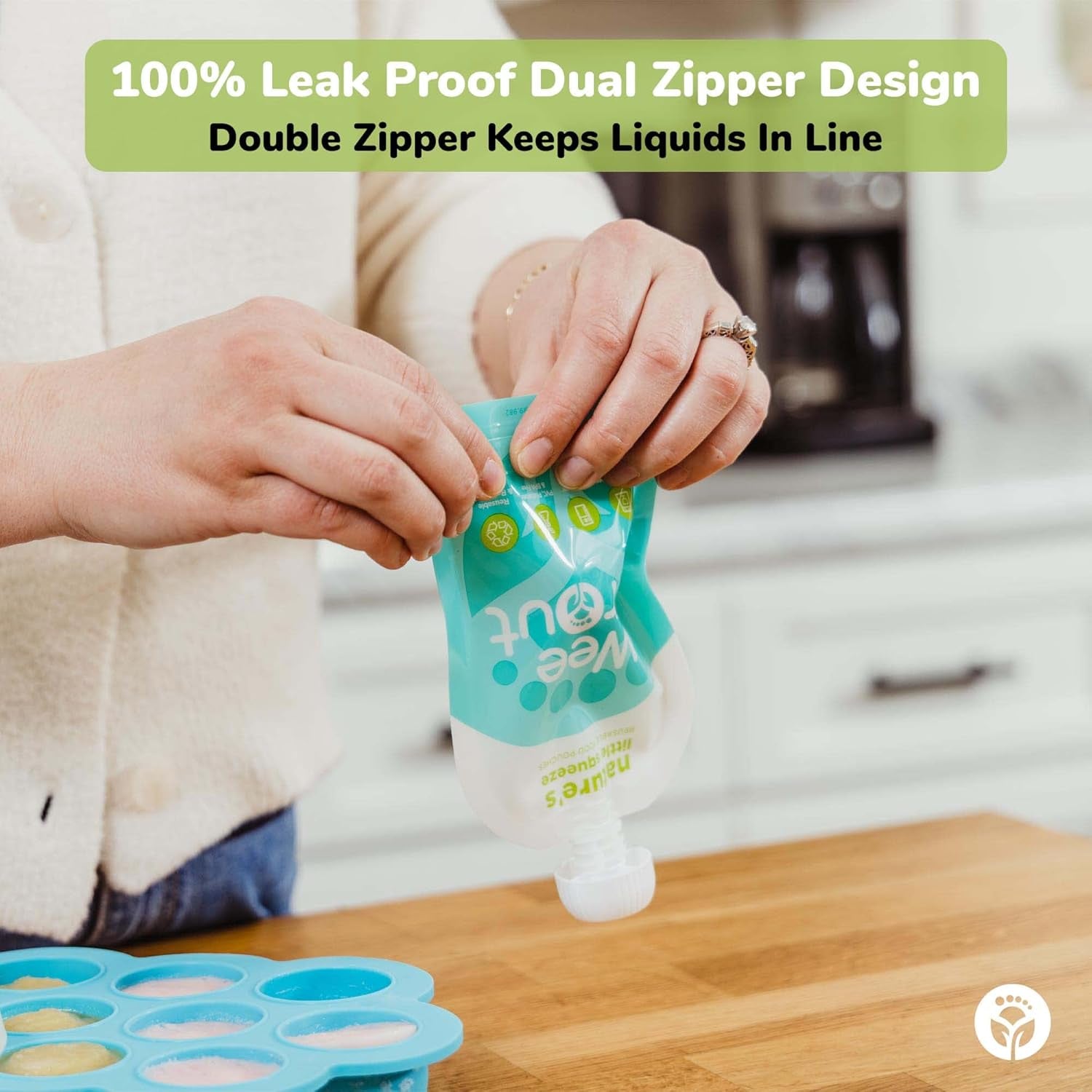 Double Zipper Reusable Food Pouch - 6 Pack - 5 Fl Oz