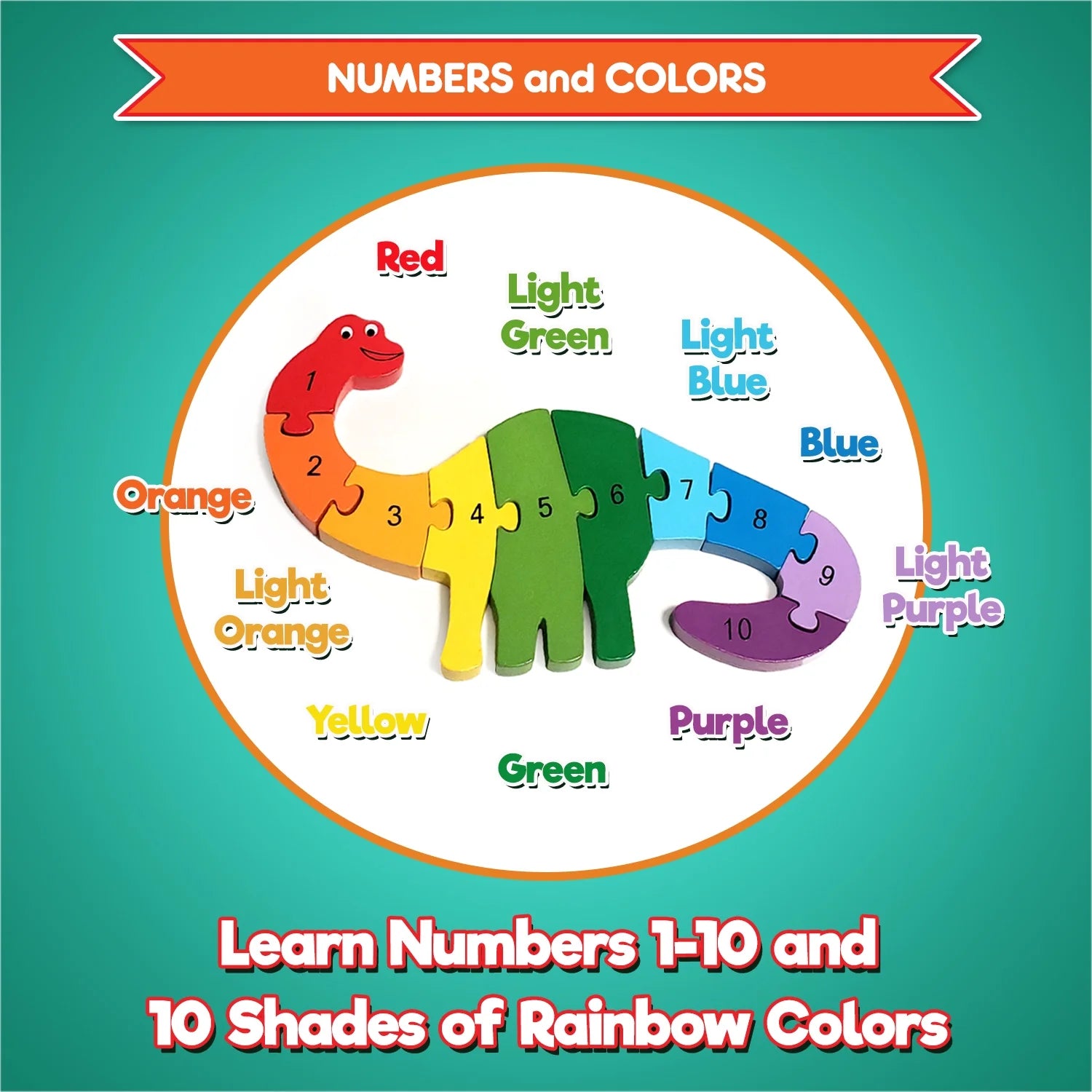 3 Wooden Animal Puzzles - Colors and Counting Rainbow Toy