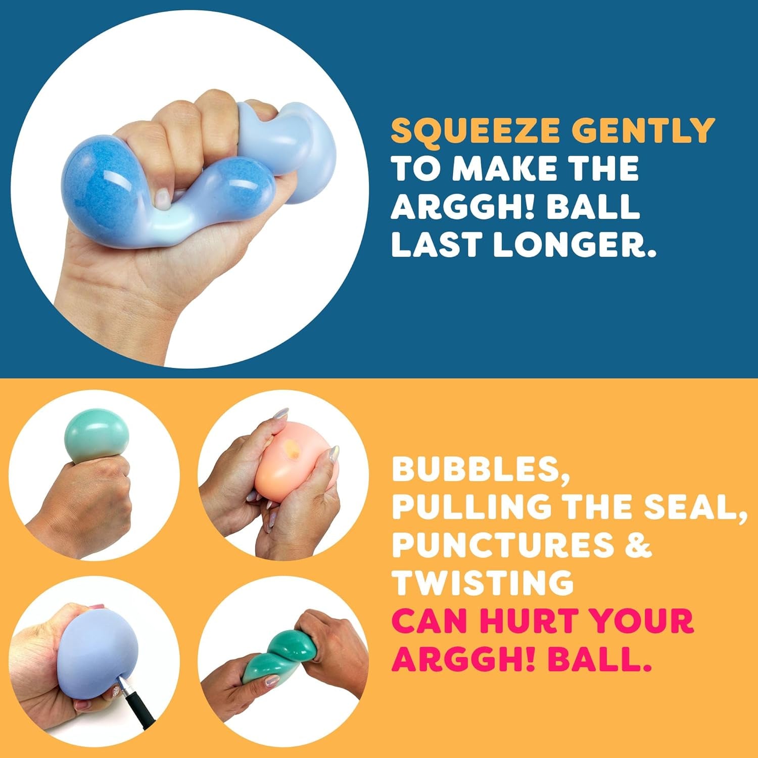 Arggh Calm Mini Stress Balls for Adults and Kids - 3Pk Squishy Stress Balls