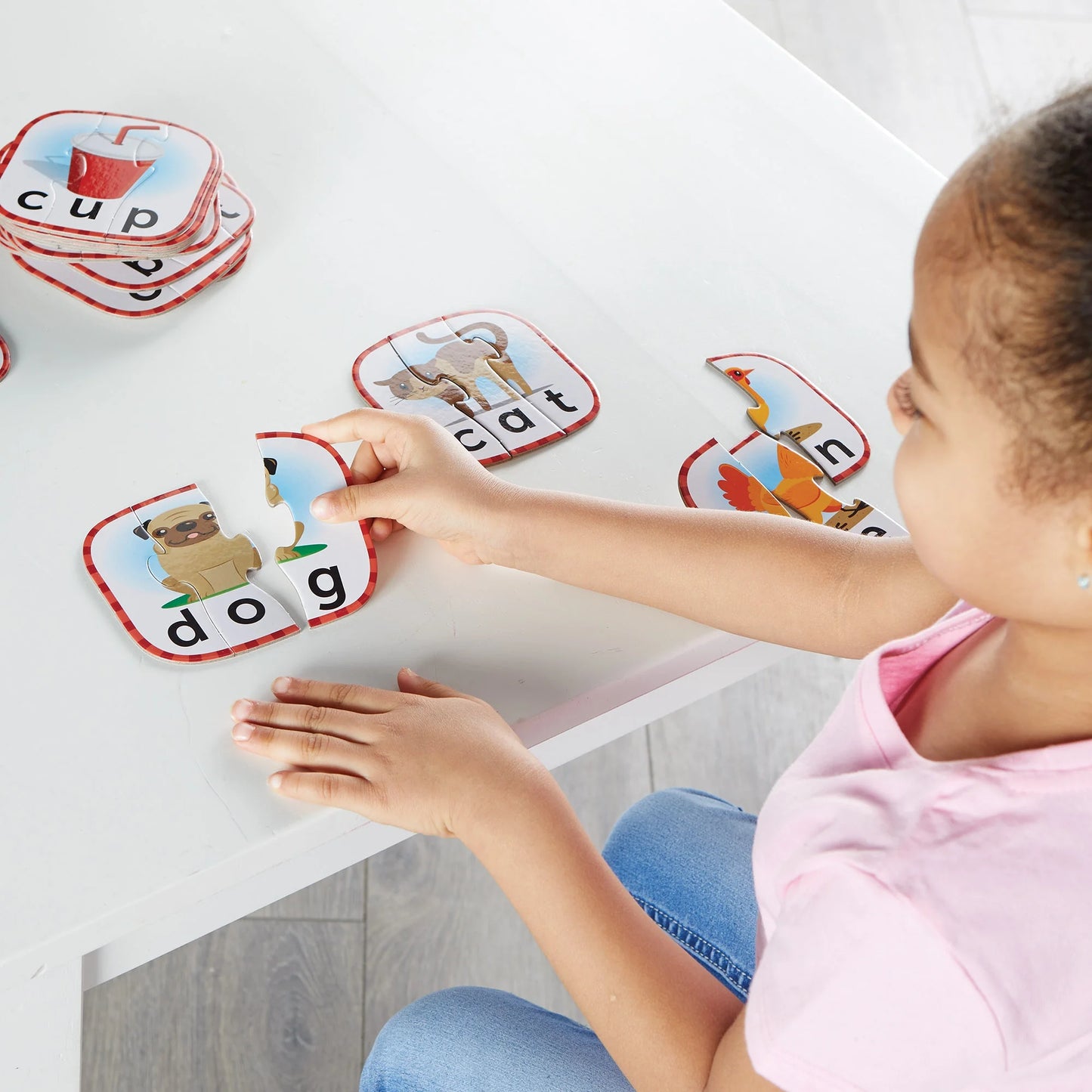 3-Letter Word Puzzle Cards, Kindergarten Readiness, Boys Girls, Ages 4 5 6+