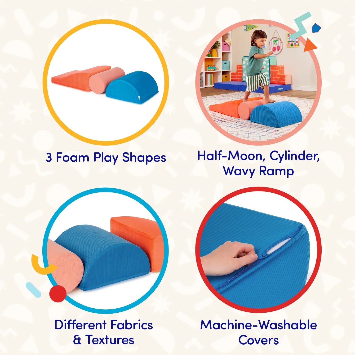 Squishy Stack Rollers 3 Foam Multicolor Play Shapes, Toddler and Preschool Toys