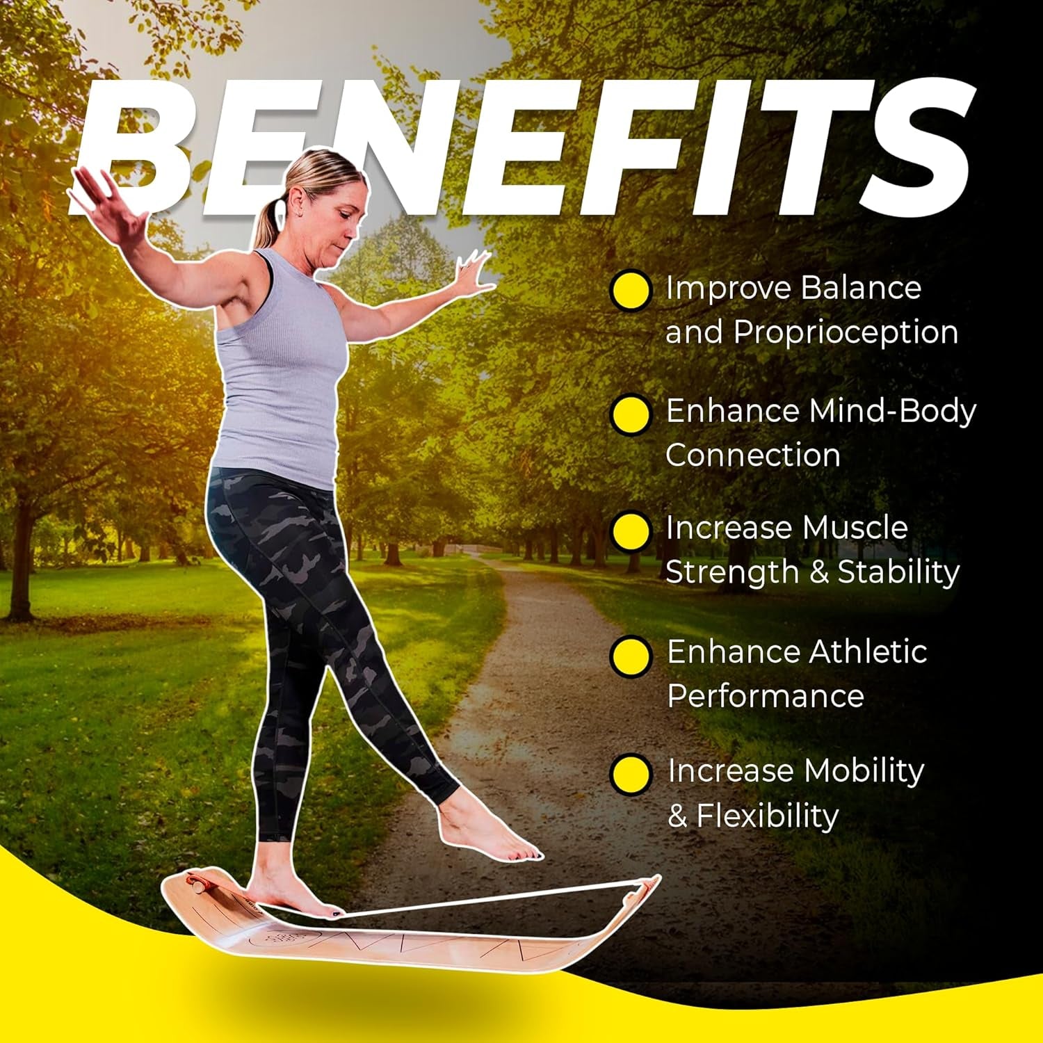 Giboard Balance Board for Adults & Kids - Slackline Workout Equipment Home Gym Training, Yoga, Agility, Pilates, Core, Snowboard
