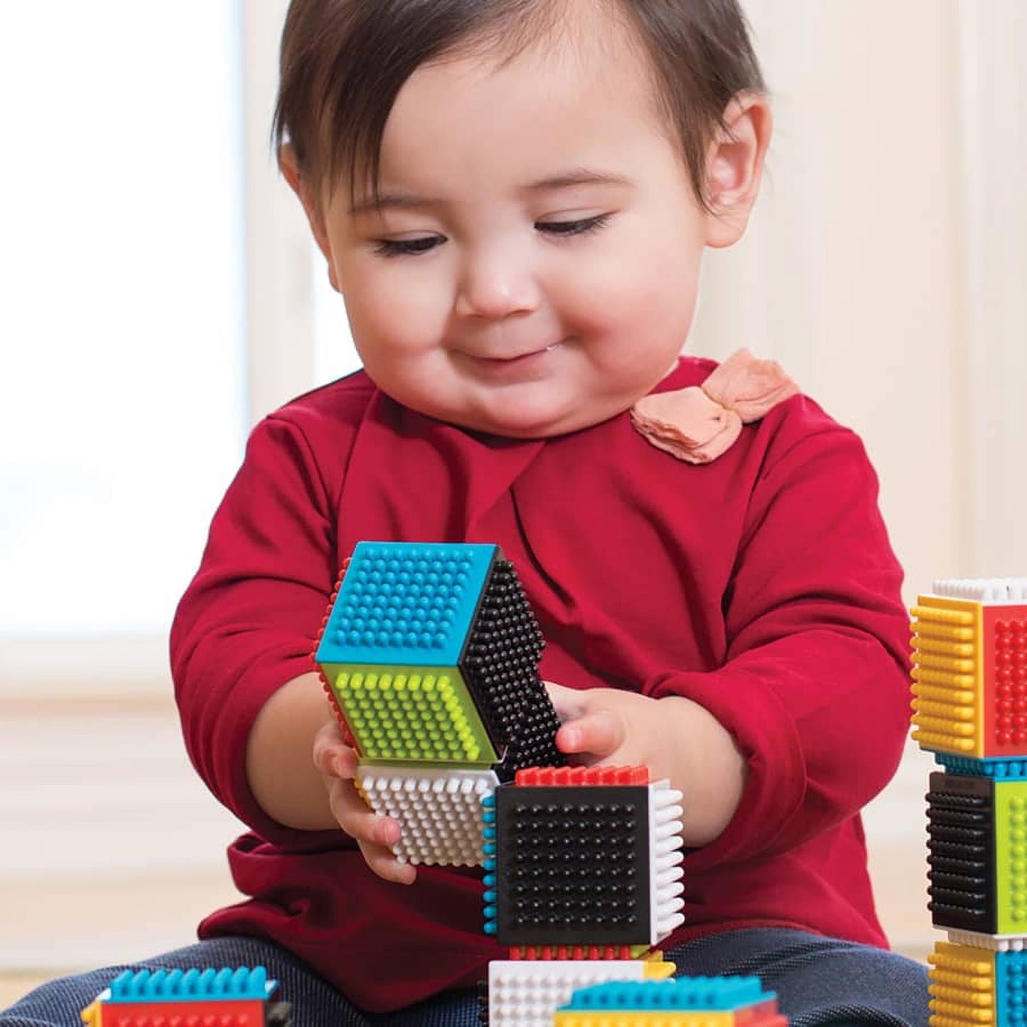 Press and Stay Stacking Blocks with Interlocking Design, 24-Piece Set