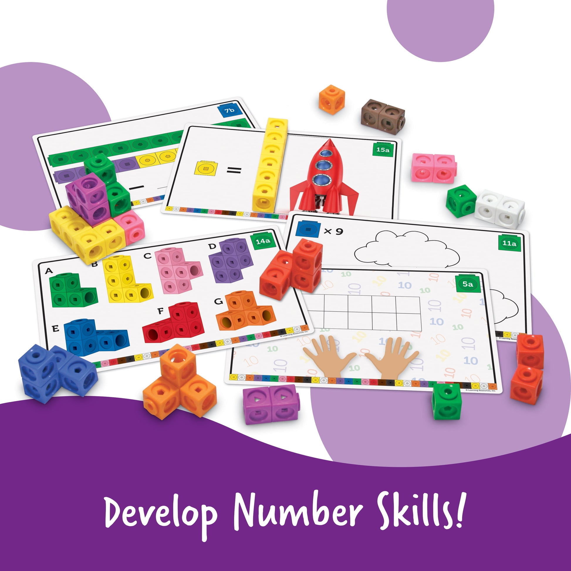 Early Math Mathlink Cube Activity Set - 115 Pieces, Ages 4,5,6+ Math Blocks, Early Math Skills, Classroom Learning Supplies