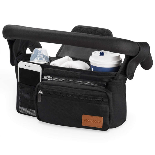 Universal Stroller Organizer with Insulated Cup Holder Detachable Phone Bag & Shoulder Strap