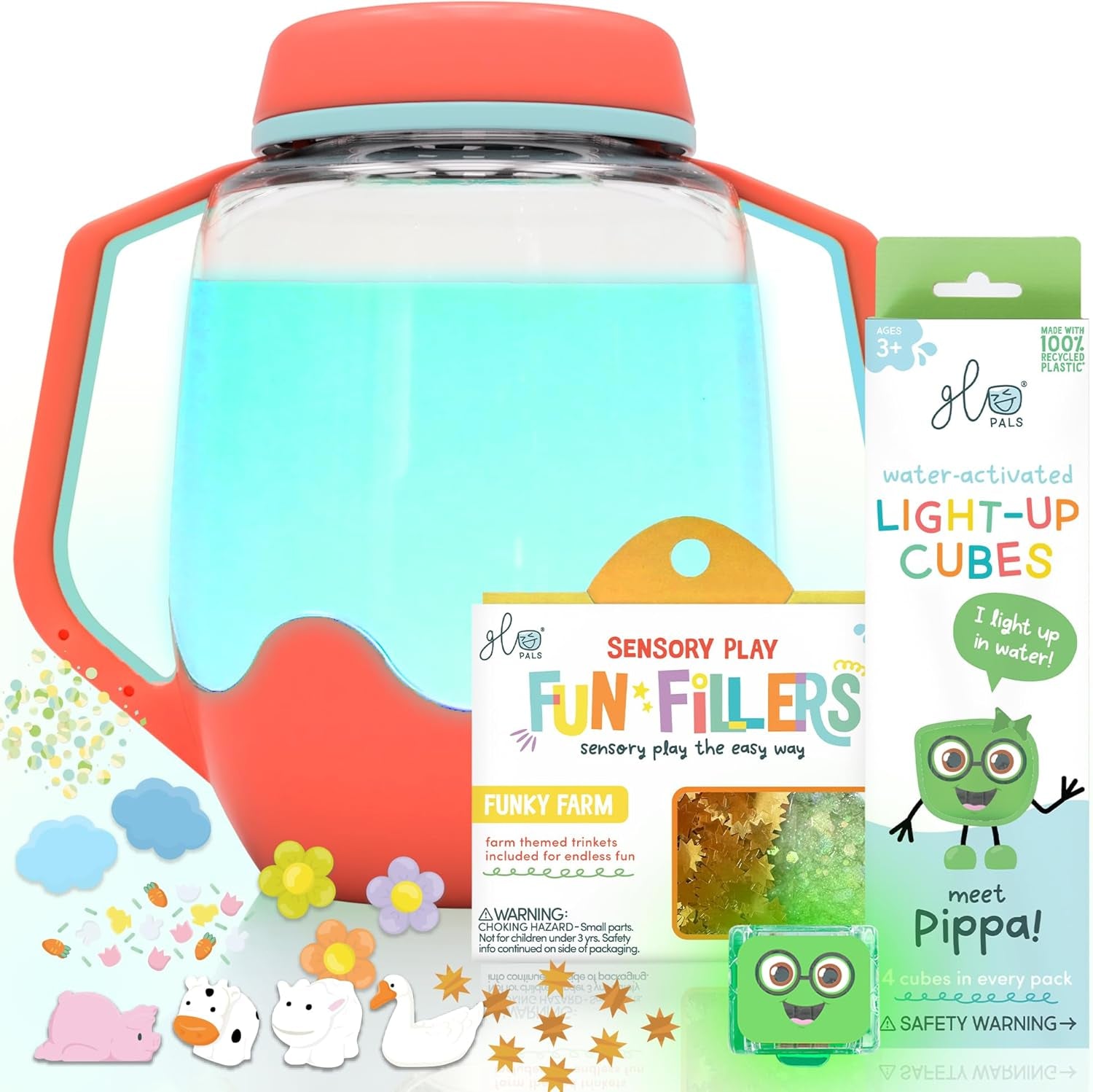 Sensory Play Pack Bundle with Sensory Play Jar, Light-Up Cubes, & Fun Fillers