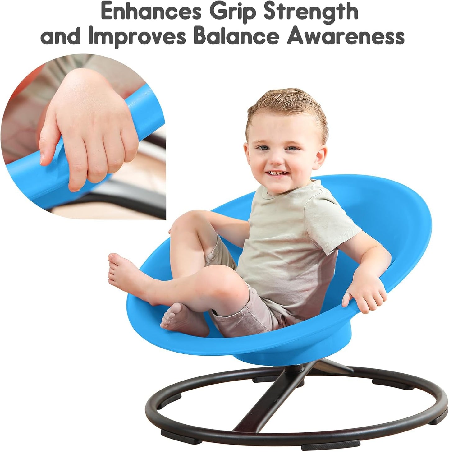Spinning Chair for Autistic Kids, Sit and Spin Autism Toys for Age 3+, Sensory Swivel Chair Enhancing Motor Skills, Educational Indoor & Outdoor Toys (Bright Blue)