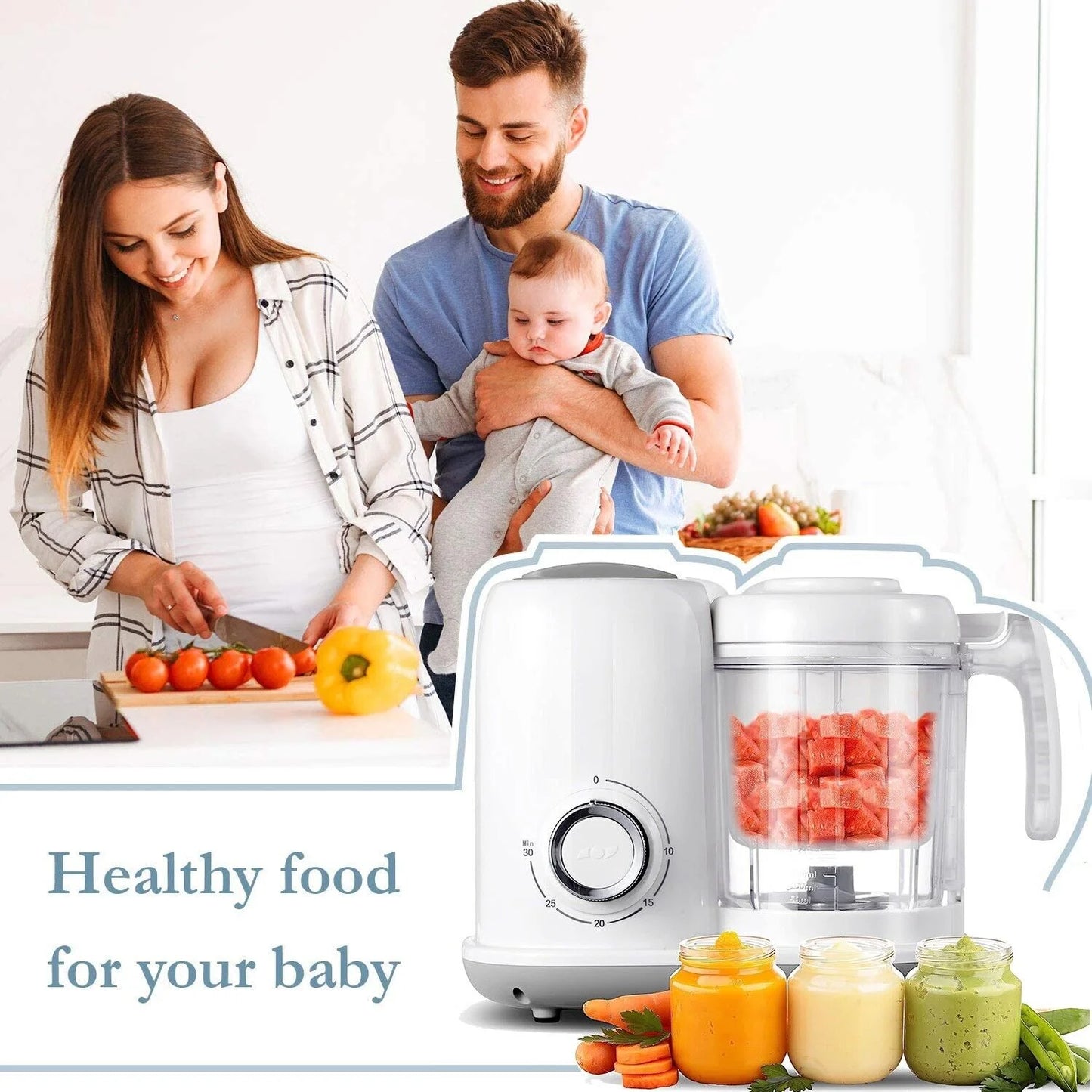 Baby Food Maker Baby Food Processor Puree Blender Multi-Function Steamer Grinder Blender, Baby Food Warmer Mills Machine, Constant Temperature 24H, Auto Cooking & Grinding