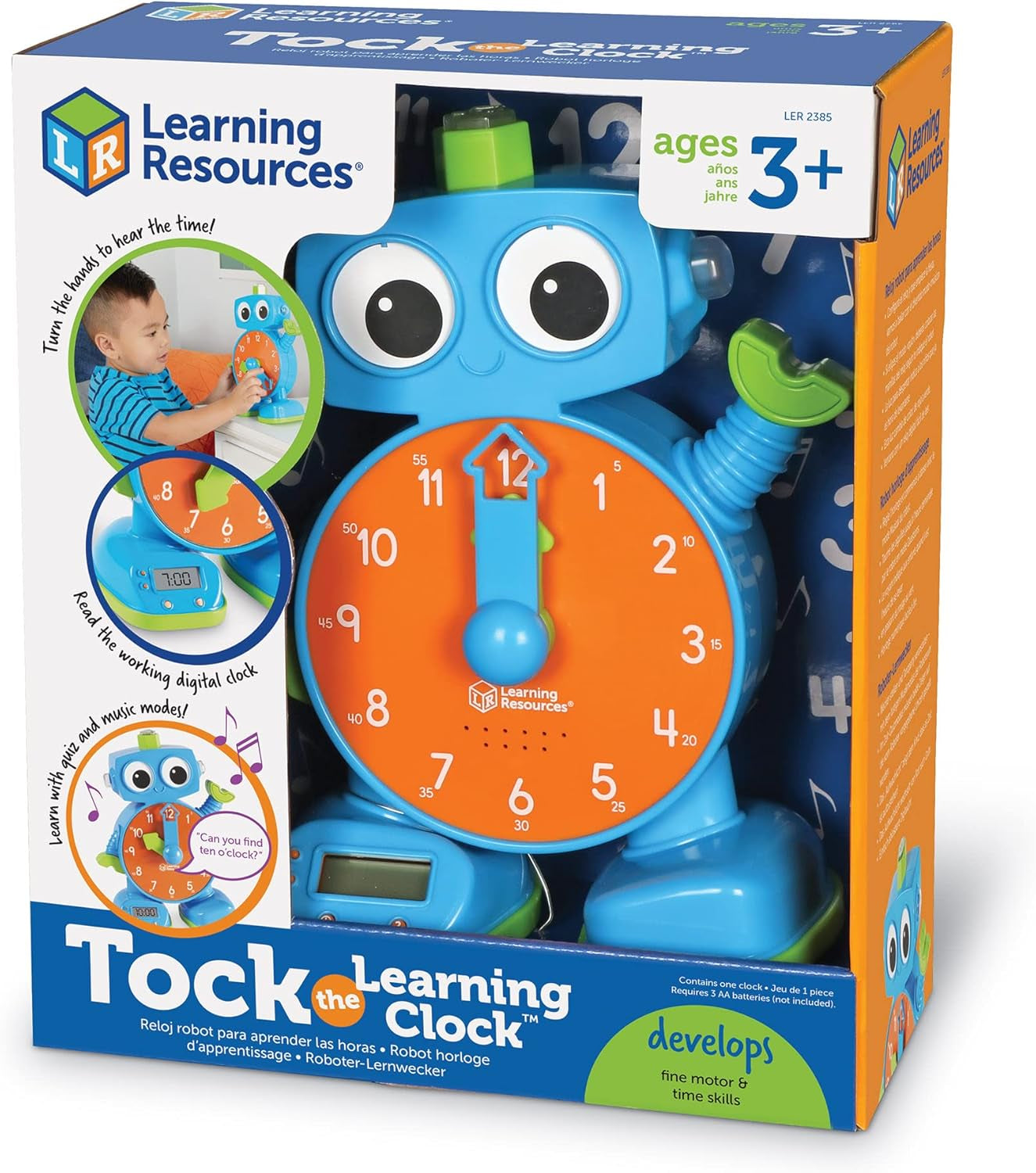 Tock the Learning Clock - 1 Piece, Ages 3+ Educational Talking & Teaching Clock, Toy Clock for Toddlers, Educational Toys for Kids