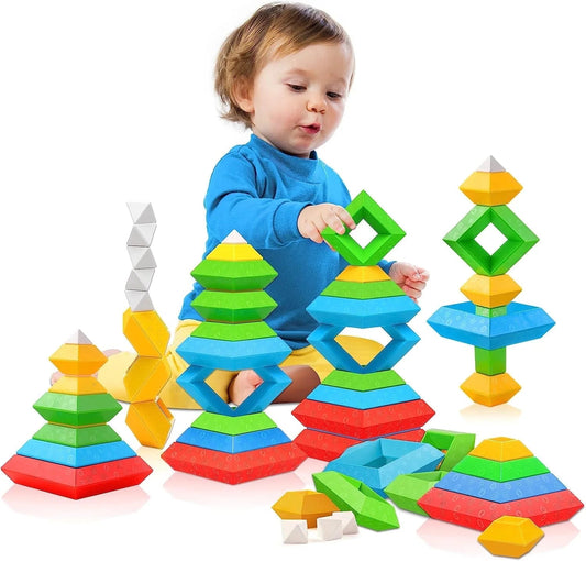 Stacking Building Blocks Educational Montessori Toy, 30 Piece Set