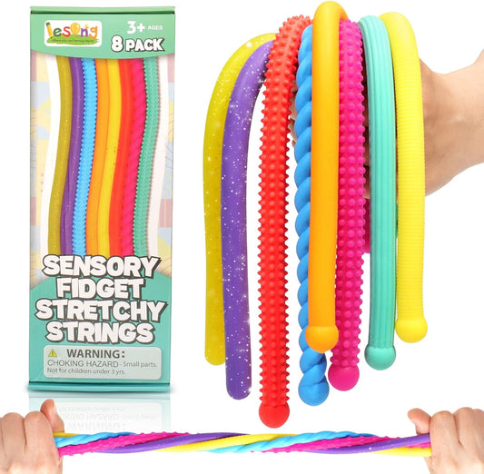 Textured Stretchy Sensory Fidget Noodles, 8pk