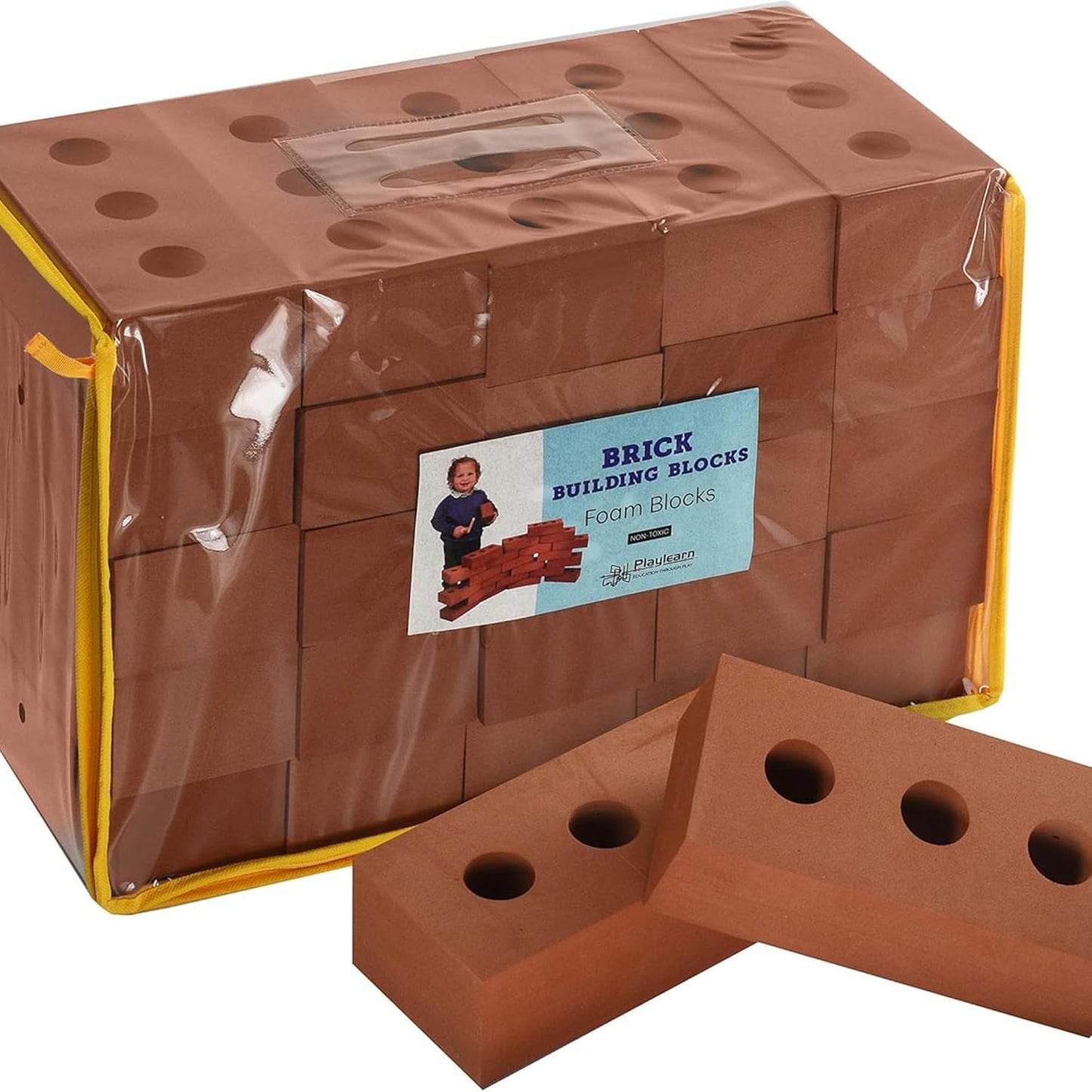 25Pc Foam Building Blocks for Kids - Children'S Reflective Worker Vest and Storage Bag Included - Actual Brick Size Lightweight, Soft Building Blocks