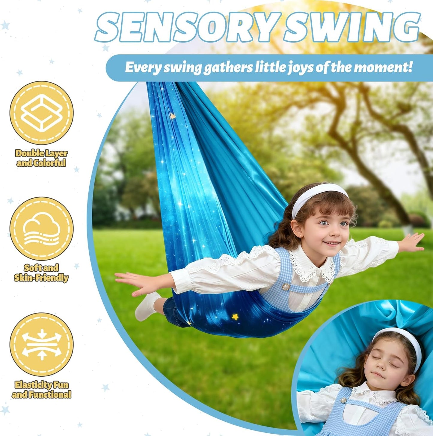 Swing Stand Frame with Sensory Swing Pod Chair, X-Shaped Swing Set