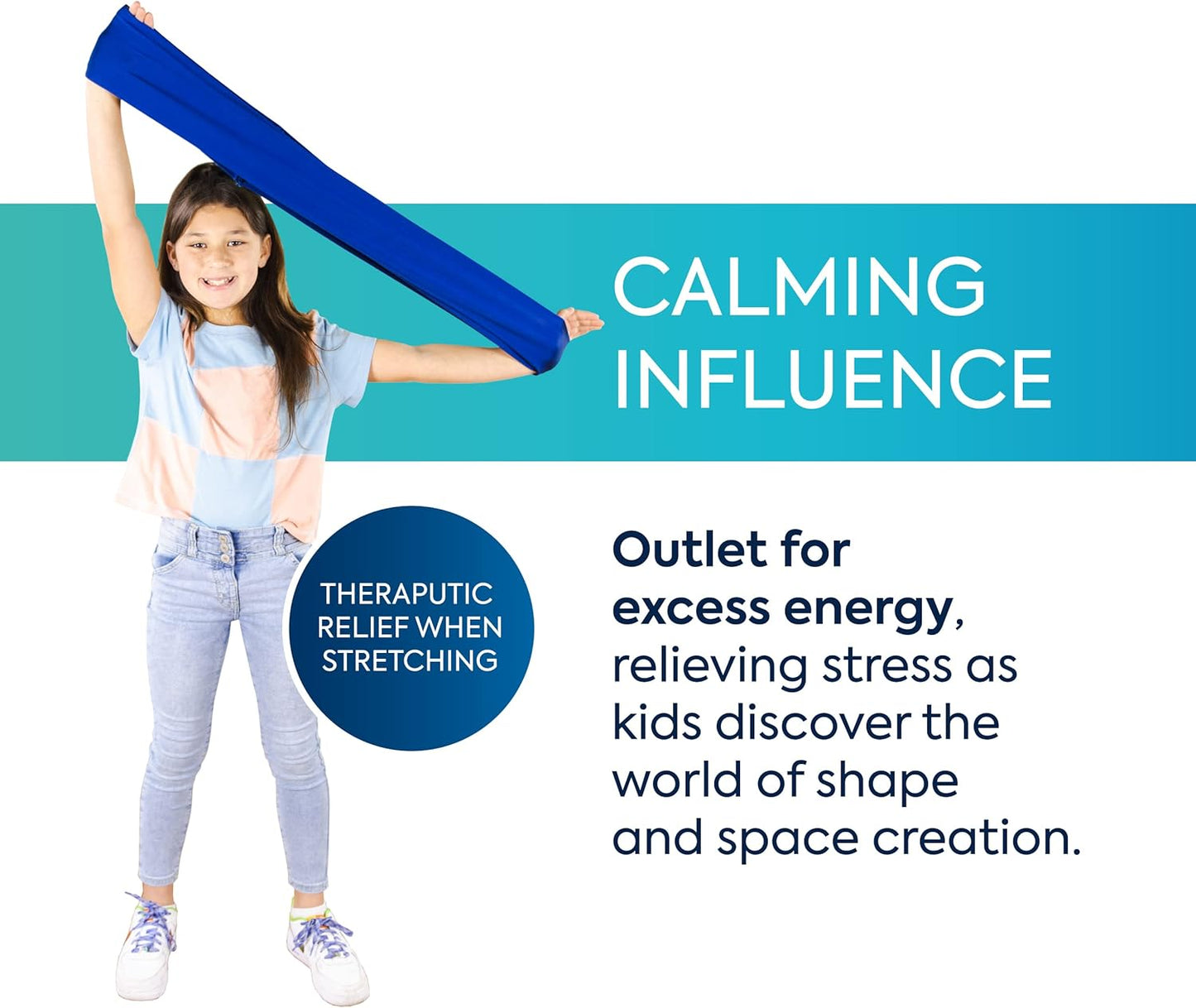 Bouncyband Stretch Band Focus Tool, 30” Resistance Band for Kids Stretches to over 46”, Silent Sensory Tool